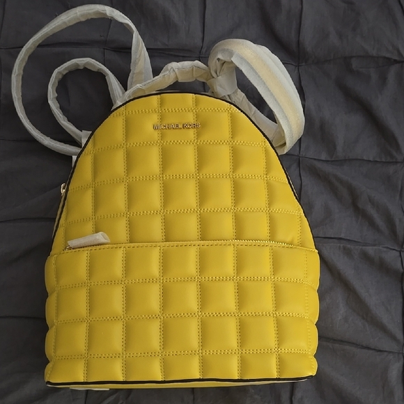 Michael Kors Yellow Quilted Backpack - Picture 1 of 7